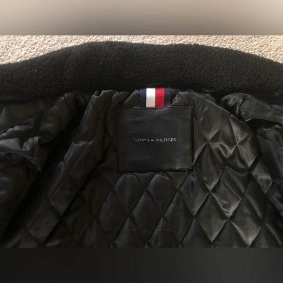 Tommy Hilfiger Faux Leather Jacket Lined Full Zip Coat Black Sz XXL - Picture 4 of 6